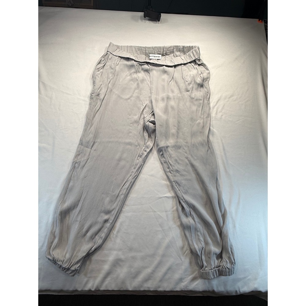 Kittenish Womens Light Grey Elastic Waist Jogger Pants Casual Lounge Trousers